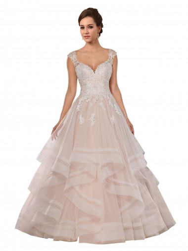 Ivoire & Champagne Princesse Tulle Dentelle Robes de mariée Pas Cher