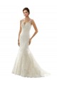 Ivoire & Champagne Sirène Col V Tulle Dentelle Robes de mariée Pas Cher