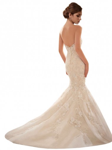 Ivoire & Champagne Sirène Tulle Dentelle Robes de mariée
