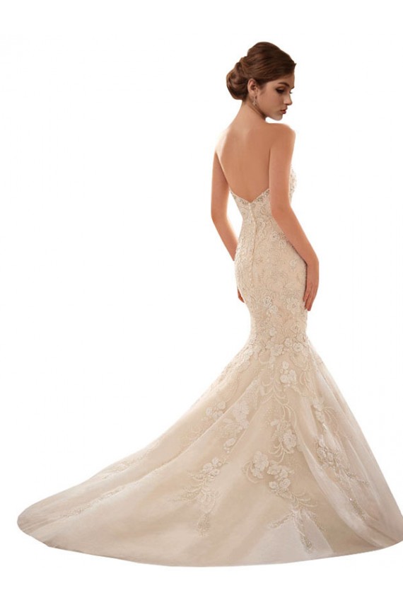 Ivoire & Champagne Sirène Tulle Dentelle Robes de mariée Pas Cher