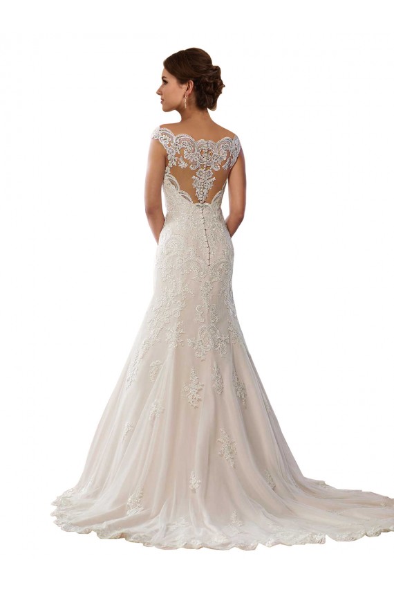 Ivoire & Champagne Sirène Épaule Dénudée Dentelle Boho Robes de mariée Pas Cher