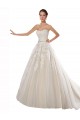 Ivoire & Champagne Trapèze Sans bretelle Tulle Dentelle Robes de mariée Pas Cher