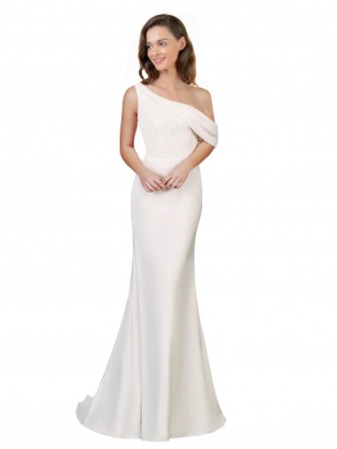 Ivoire Fourreau Balayage train Crêpe Stretch Longue Formelles Robes demoiselle d'honneur / Robes de soirée / Robes de bal Pas Cher