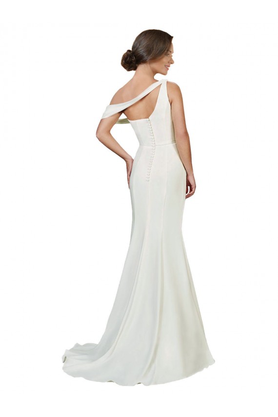 Ivoire Fourreau Balayage train Crêpe Stretch Longue Formelles Robes demoiselle d'honneur / Robes de soirée / Robes de bal Pas Cher