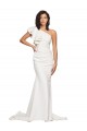 Ivoire Fourreau Balayage train Crêpe Stretch Longue Robes demoiselle d'honneur / Robes de bal Pas Cher