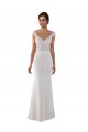 Ivoire Fourreau Col V Dentelle Crêpe Stretch Robes de mariée Pas Cher
