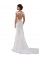 Ivoire Fourreau Col V Dentelle Crêpe Stretch Robes de mariée Pas Cher