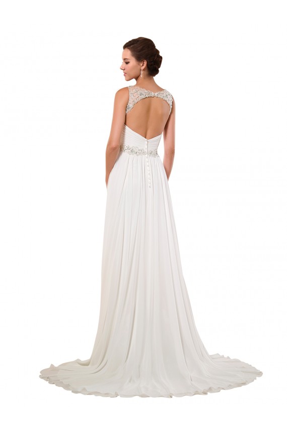 Ivoire Fourreau Col V Mousseline Classique Robes de mariée Pas Cher