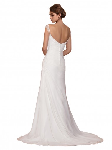 Ivoire Fourreau Col V Mousseline Robes de mariée