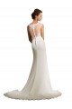 Ivoire Fourreau Illusion Mousseline Dentelle Robes de mariée Pas Cher