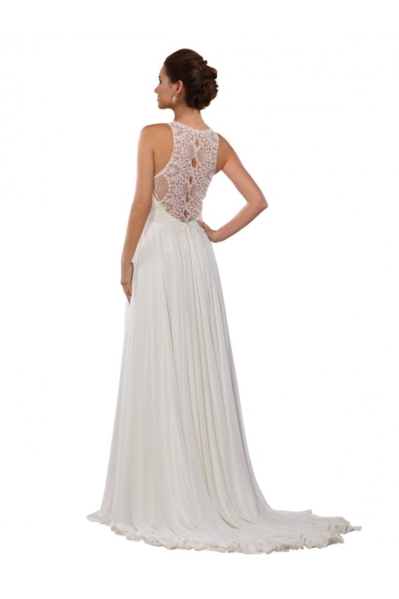 Ivoire Fourreau Illusion Mousseline Robes de mariée Pas Cher