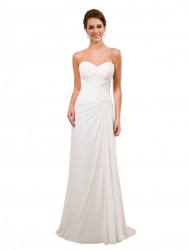 Ivoire Fourreau Mousseline Robes de mariée Pas Cher