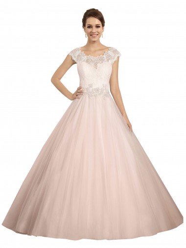 Ivoire Princesse Bateau Illusion Dentelle Robes de mariée Pas Cher