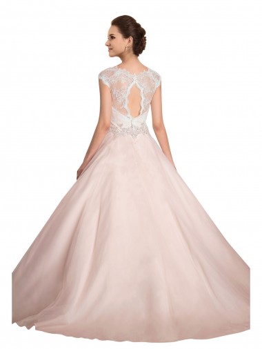 Ivoire Princesse Bateau Illusion Dentelle Robes de mariée