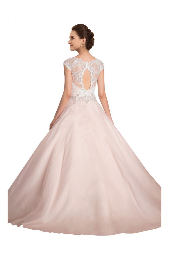 Ivoire Princesse Bateau Illusion Dentelle Robes de mariée Pas Cher