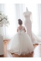 Ivoire Princesse Bateau Tulle Dentelle Longue Robes de demoiselle d'honneur - fillette Pas Cher
