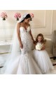 Ivoire Princesse Bateau Tulle Dentelle Longue Robes de demoiselle d'honneur - fillette Pas Cher