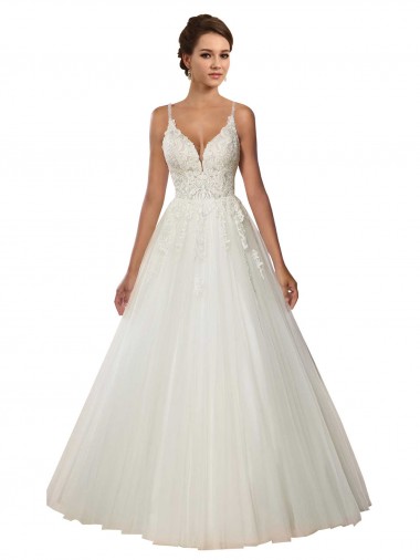 Ivoire Princesse Bretelles spaghetti Tulle Dentelle Boho Robes de mariée Pas Cher