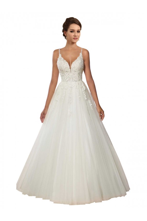 Ivoire Princesse Bretelles spaghetti Tulle Dentelle Boho Robes de mariée Pas Cher