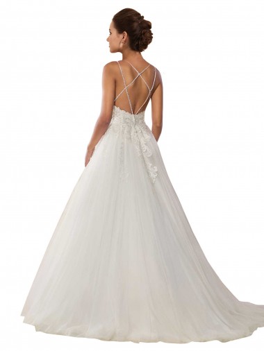 Ivoire Princesse Bretelles spaghetti Tulle Dentelle Boho Robes de mariée