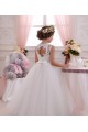 Ivoire Princesse Col Haut Tulle Dentelle Longue Robes de demoiselle d'honneur - fillette