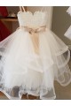 Ivoire Princesse Col Haut Tulle Dentelle Longue Robes de demoiselle d'honneur - fillette