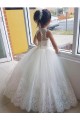 Ivoire Princesse Col Haut Tulle Dentelle Longue Robes de demoiselle d'honneur - fillette