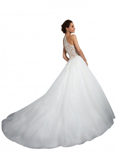 Ivoire Princesse Col Haut Tulle Dentelle Robes de mariée