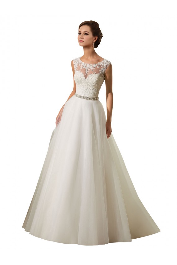 Ivoire Princesse Illusion Tulle Dentelle Robes de mariée Pas Cher