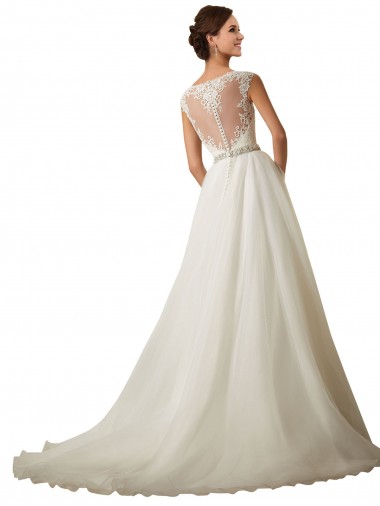 Ivoire Princesse Illusion Tulle Dentelle Robes de mariée