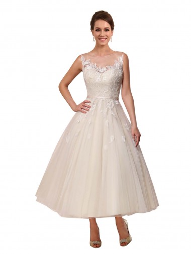 Ivoire Princesse Illusion Tulle Dentelle Robes de mariée Pas Cher