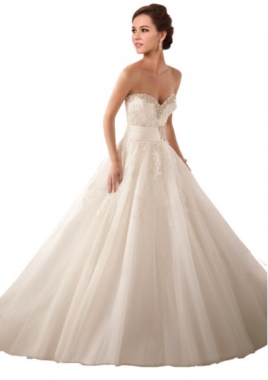 Ivoire Princesse Satiné Tulle Dentelle Robes de mariée Pas Cher