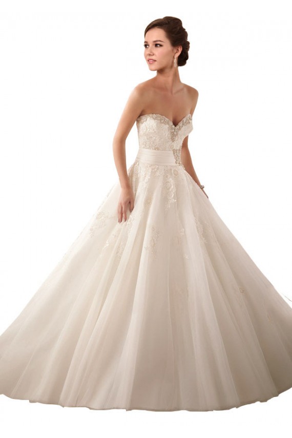 Ivoire Princesse Satiné Tulle Dentelle Robes de mariée Pas Cher