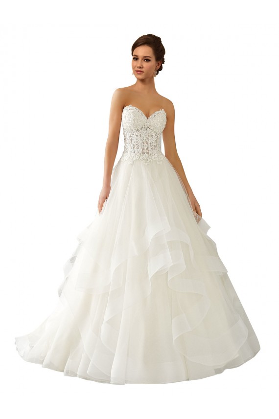 Ivoire Princesse Satiné Tulle Dentelle Robes de mariée Pas Cher