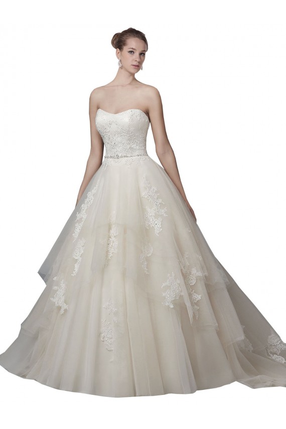 Ivoire Princesse Scoop Sans bretelle Tulle Dentelle Robes de mariée Pas Cher