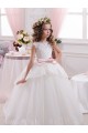 Ivoire Princesse Tulle Dentelle Longue Robes de demoiselle d'honneur - fillette
