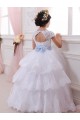 Ivoire Princesse Tulle Dentelle Longue Robes de demoiselle d'honneur - fillette Pas Cher