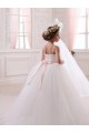 Ivoire Princesse Tulle Longue Robes de demoiselle d'honneur - fillette Pas Cher
