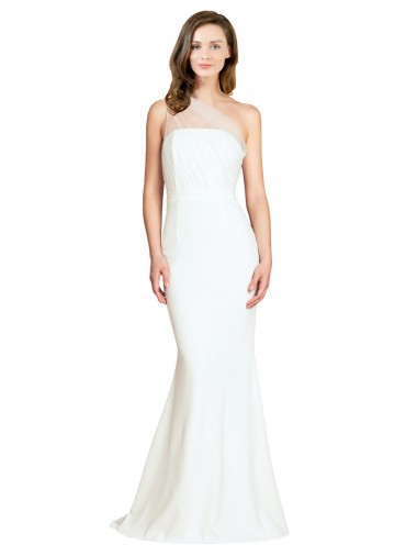 Ivoire Sirène Balayage train Crêpe Stretch Tulle Longue Formelles Robes demoiselle d'honneur / Robes de soirée Pas Cher