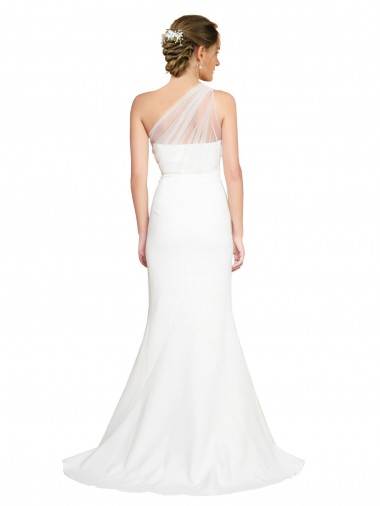 Ivoire Sirène Balayage train Crêpe Stretch Tulle Longue Formelles Robes demoiselle d'honneur / Robes de soirée