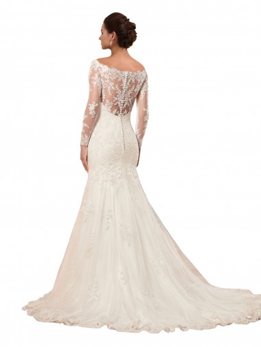 Ivoire Sirène Bateau Dentelle Robes de mariée