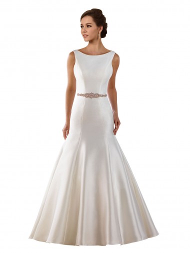 Ivoire Sirène Bateau Satiné Robes de mariée Pas Cher