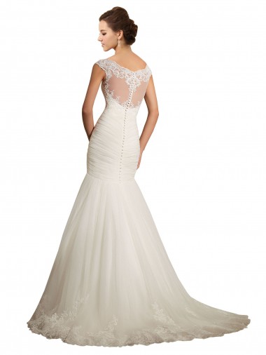 Ivoire Sirène Bateau Tulle Dentelle Robes de mariée