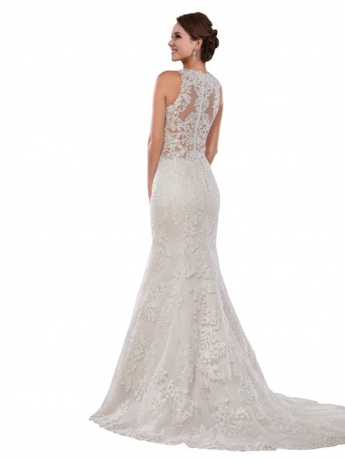Ivoire Sirène Col Haut Dentelle Robes de mariée