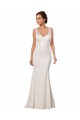 Ivoire Sirène Col V Dentelle Crêpe Stretch Robes de mariée Pas Cher