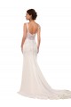 Ivoire Sirène Col V Dentelle Crêpe Stretch Robes de mariée Pas Cher