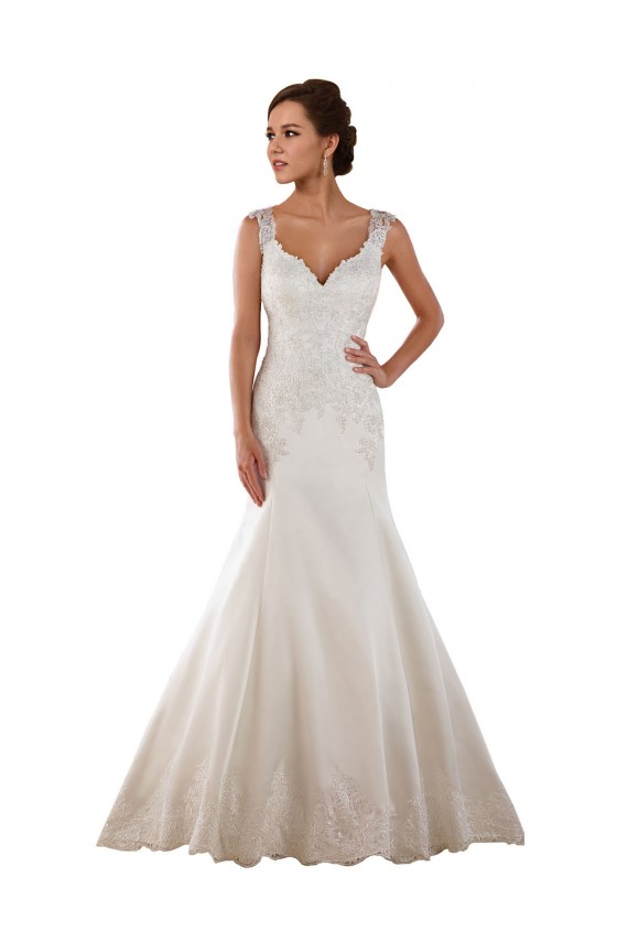 Ivoire Sirène Col V Satiné Classique Robes de mariée Pas Cher