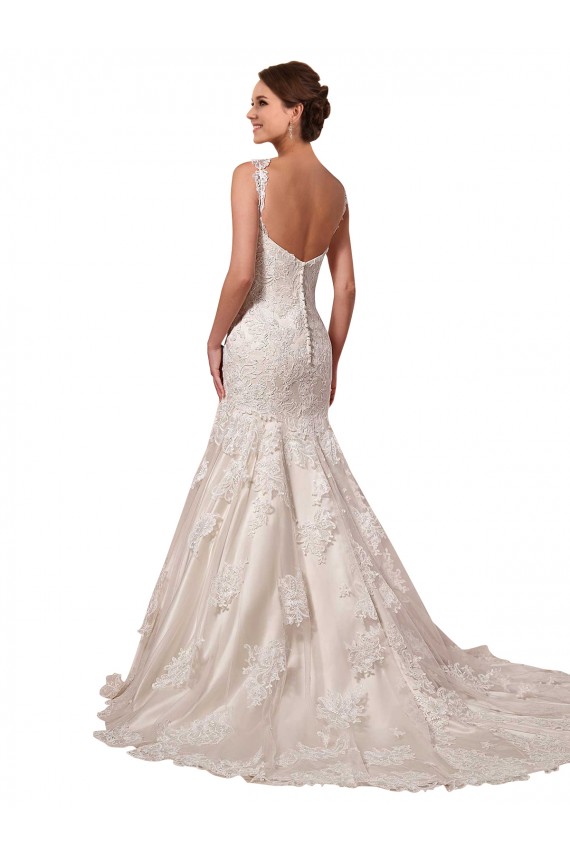 Ivoire Sirène Col V Tulle Dentelle Robes de mariée Pas Cher