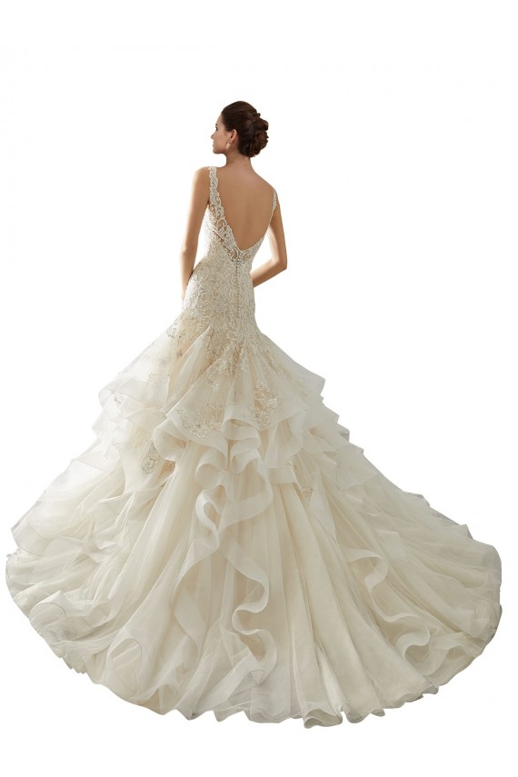 Ivoire Sirène Col V Tulle Robes de mariée Pas Cher