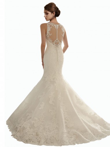 Ivoire Sirène Illusion Dentelle Robes de mariée